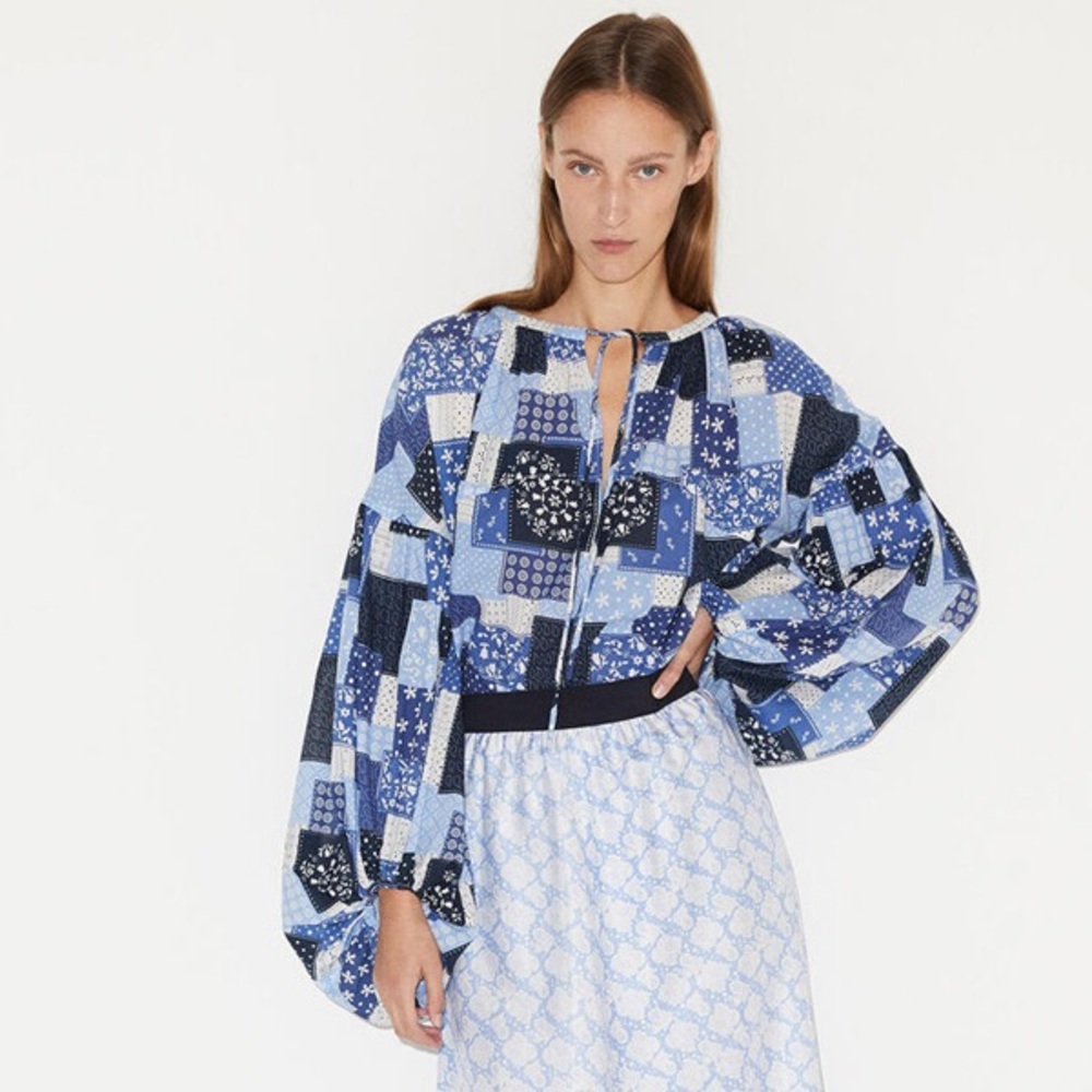 Malene Birger Amily Printed Patchwork Blue Midi Dress - Picture 13 of 14